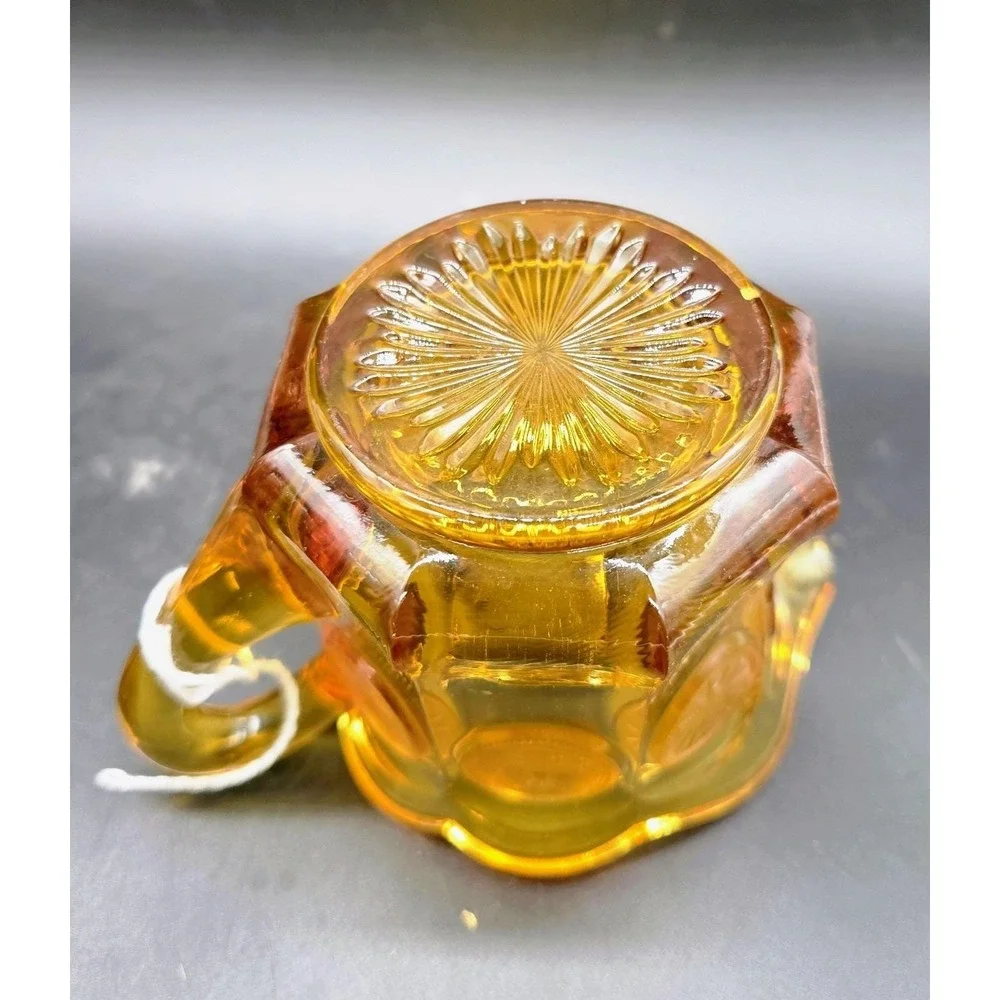 Vintage Fostoria Amber Coin Dot Pattern Eagle & Torch Glass Creamer